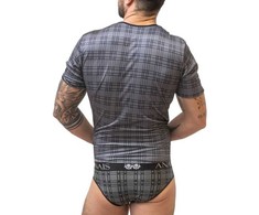 Anais Men Accesories ANAIS MEN Balance T-Shirt L Juodas-Gray Checked Microfiber Top