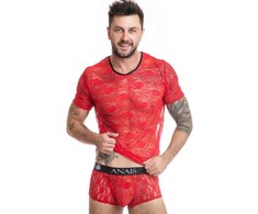 Anais Men Accesories Anais Men Brave T-shirt XL - Raudona Floral Lace, Modern Fit, European Quality