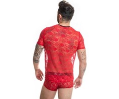 Anais Men Accesories Anais Men Brave T-shirt XL - Raudona Floral Lace, Modern Fit, European Quality