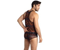 Anais Men Accesories ANAIS Men Chill Top S Juodas Mesh Colorful Print Holiday Palms