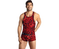 Anais Men Accesories ANAIS MEN Savage Top S - Raudona Microfiber, Animal Pattern, Sleeveless Fit