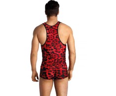 Anais Men Accesories ANAIS MEN Savage Top M - Raudona Microfiber Animal Print, Sleeveless Design