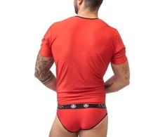 Anais Men Accesories ANAIS Men SOUL T-Shirt XL - Raudona Microfiber, Juodas Trim, Body-Fitting Cut