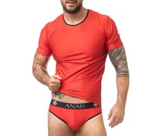 Anais Men Accesories ANAIS Men SOUL T-Shirt XL - Raudona Microfiber, Juodas Trim, Body-Fitting Cut