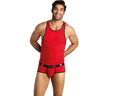 Anais Men Accesories Anais Men SOUL Top M - Raudona Microfiber Sleeveless Fitted Shirt