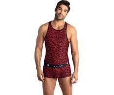 Anais Men Accesories ANAIS MEN Tribal Top S - Raudona Microfiber, Animal Print, Sleeveless