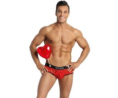 Anais Men Jock ANAIS MEN Brave Jock Bikini XL Raudona Floral Lace, Open Back Design