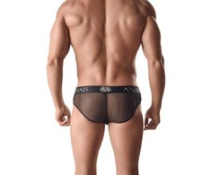 ANAIS MEN SLIP &amp; THONG ANAIS MEN ARES Slip XL - Leather &amp; Mesh Comfort Shorts, Juodas