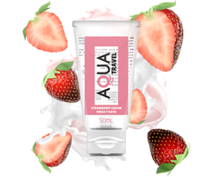 CREAM AQUA Travel Strawberry Kreminis Vanduo-Based Lubricant 50ml Compact Size