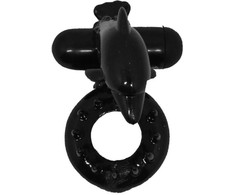 Baile For Him Baile Sweet Ring Juodas Silicone Intimate Ring with Dolphin Attachment