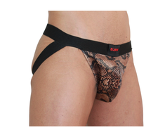 BURN JOCK SNAKE Juodas M - Premium Mesh Jockstrap with Shiny Accents