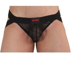 BURN Jock Lingerie Juodas L - Breathable Premium Fabric, Bold Design