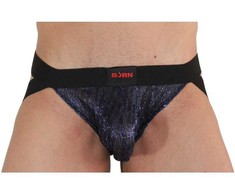 BURN Jockstrap 006 Shiny Mėlyna/Juodas L - Premium Comfort &amp; Style