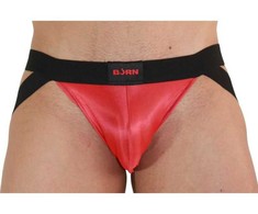 BURN Jock 010 Sportswear Raudona/Juodas XL - Breathable Athletic Design