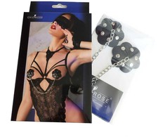 Chilirose Accesories Chilirose CR 4675 Self-Adhesive Nipple Covers Juodas with Sidabrinis Chain