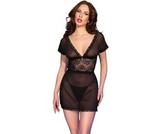 Chilirose Babydolls Chilirose CR 4830 Elegant Juodas Sheer Babydoll Set Size S