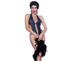 Chilirose Bodies Mėlyna Chilirose CR 4479 Mėlyna Lace Bodysuit S/M - Elegant Floral Design