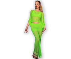 Chilirose Sets Chilirose CR 4666 Elegant Three-Piece Lingerie Set Žalias S/M