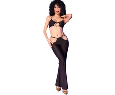 Chilirose Sets Chilirose CR 4851 Juodas Top &amp; Leggings Set with Gold Accents Size S