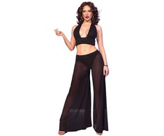 Chilirose Sets Chilirose CR 4857 Juodas Multiway Top &amp; Wide-Leg Pants Set, Size M