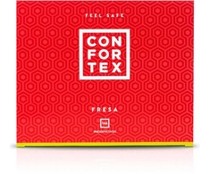 Rožinė Confortex Strawberry Scented Anatomical Condoms 144 pcs Rožinė Transparent