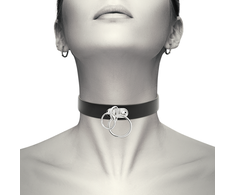 Coquette Accessories Coquette Chic Desire Vegan Leather Choker Double Ring Juodas 400mm