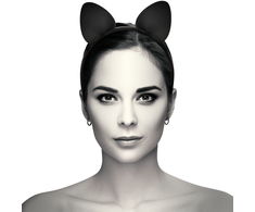 Coquette Accessories Coquette Chic Desire Vegan Leather Cat Ear Headband - Juodas, Adjustable