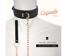 Coquette Fantasy Coquette Chic Desire Vegan Leather Collar with Metal Chain, Juodas