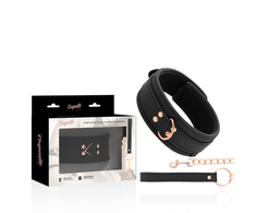 Coquette Fantasy Coquette Chic Desire Vegan Leather Collar with Metal Chain, Juodas