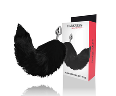 Darkness Anal Darkness Sidabrinis Intimate Plug 8 cm with Juodas Faux Fur Tail