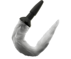 Darkness Anal Darkness Silicone Plug with Gray Faux Fur Tail 12cm - Ergonomic Design