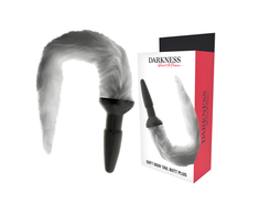 Darkness Anal Darkness Silicone Plug with Gray Faux Fur Tail 12cm - Ergonomic Design