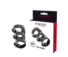 Darkness Bondage Darkness Adjustable Dual Leather Intimate Ring - Juodas, Custom Fit