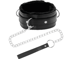 Darkness Bondage Darkness Comfort Collar with Leather Chain - Adjustable Padded Restraint