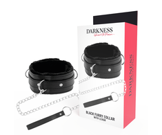 Darkness Bondage Darkness Comfort Collar with Leather Chain - Adjustable Padded Restraint