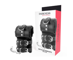Darkness Bondage Darkness Adjustable Juodas Leather Handcuffs with Soft Lining