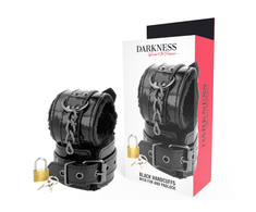 Darkness Bondage Darkness Adjustable Juodas Leather Cuffs with Padlock Premium Design