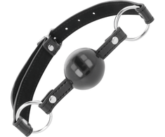 Darkness Bondage Darkness Adjustable Juodas Ball Gag with Leather Strap - One Size