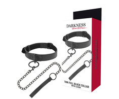 Darkness Bondage Darkness Adjustable Juodas Neoprene &amp; Semi-Leather Collar with Metal Chain