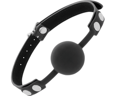 Darkness Bondage Darkness Juodas Silicone Ball Gag with Adjustable Leather Straps