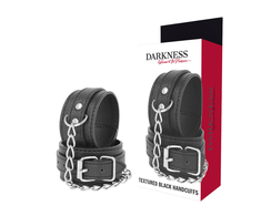 Darkness Bondage Darkness Adjustable Juodas Leather Handcuffs - Textured PU, Secure Buckle