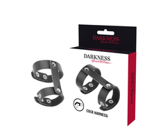 Darkness Bondage Darkness Adjustable Synthetic Leather Dual Intimate Ring Juodas