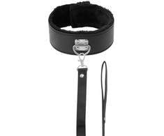 Darkness Bondage Darkness Lined Adjustable Collar with Titanium Chain Juodas