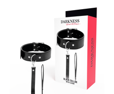 Darkness Bondage Darkness Collar Model 8435565904135 with Leather Chain - Adjustable, Padded, Juodas