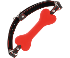 Darkness Bondage Darkness Raudona Bone Silicone Adjustable Gag - Atsparus vandeniui, 14.8 cm