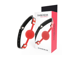 Darkness Bondage Darkness Silicone Gag Raudona - Adjustable Leather Strap, Universal Fit
