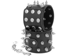 Darkness Bondage Darkness Skulls and Bones Adjustable Juodas Spiked Restraint Cuffs