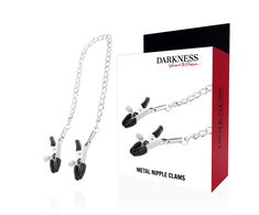 Darkness Sensations Darkness Adjustable Metal Chain Nipple Clamps - Nickel-Free, Unisex