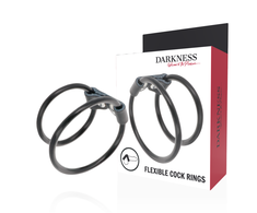 Darkness Sensations Darkness Adjustable Dual Ring System Leather &amp; Rubber Universal Fit
