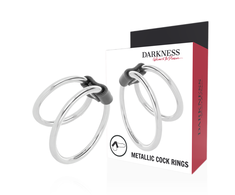 Darkness Sensations Darkness Double Metal Intimate Support Ring - Adjustable Dual Size 5/3.8 cm